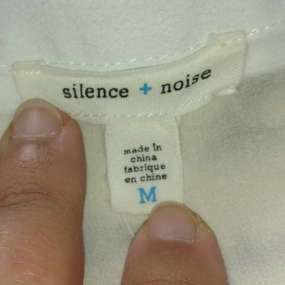 Silence+Noise Sheer Back White Button Down Blouse Med - Picture 3 of 8